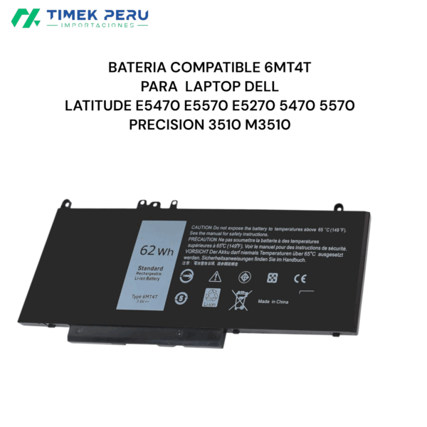 BATERIA PARA LAPTOP DELL LATITUDE 6MT4T E5470 E5570 5470 3510 - TIMEK