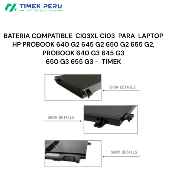 BATERIA CI03XL PARA LAPTO HP PROBOOK 640 G2 650 G3 - TIMEK - Imagen 2